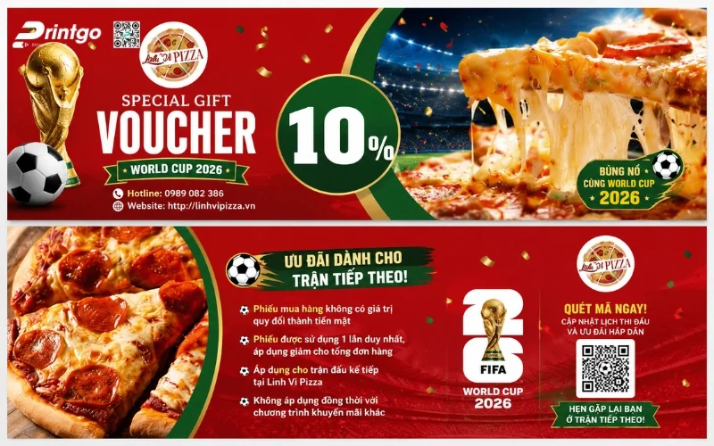 Mẫu thiết kế voucher World Cup 2026 dành cho ngành F&B