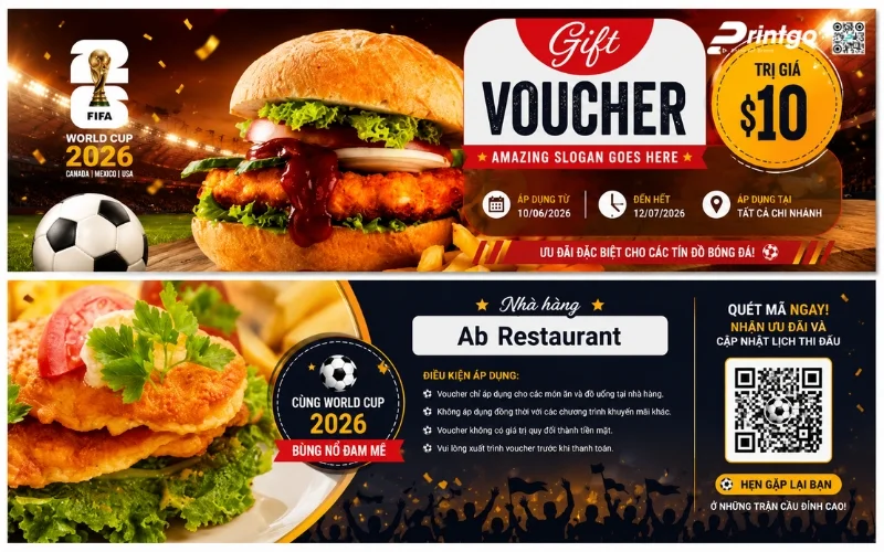 Mẫu thiết kế voucher World Cup 2026 dành cho ngành F&B