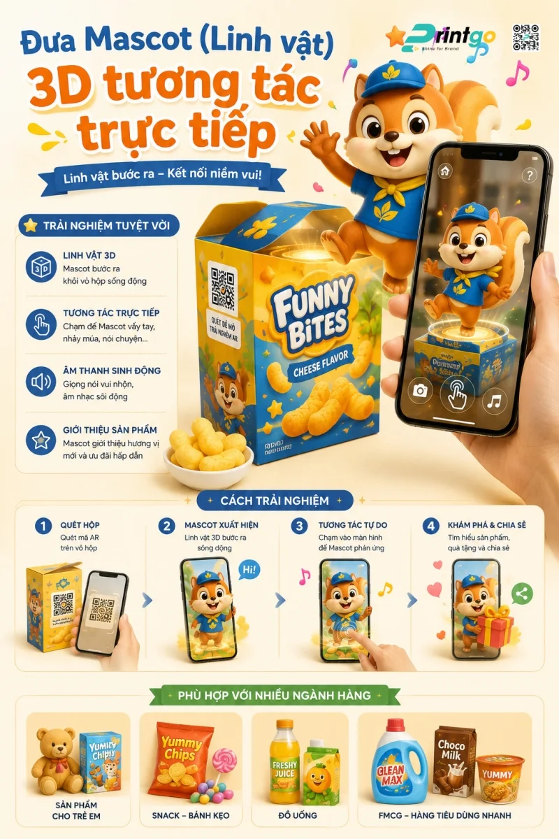 Đưa Mascot (Linh vật) 3D tương tác trực tiếp