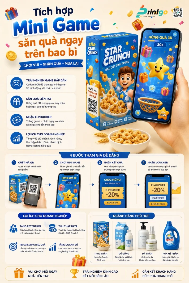 Tích hợp Mini Game săn quà ngay trên bao bì