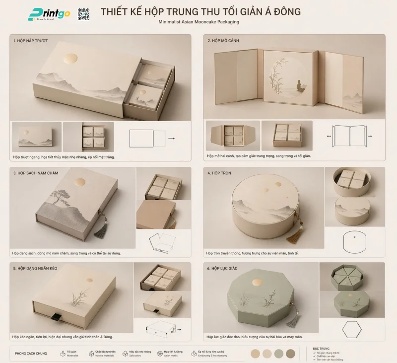 Top 4 xu hướng thiết kế bao bì trung thu 2026: Tối giản Á Đông