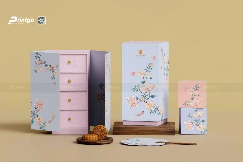 Printgora mắt catalog trung thu 2026 với mẫu hộp Lam Cúc