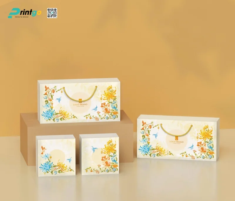 Mẫu hộp trung thu giấy Ivory 2 bánh cao cấp