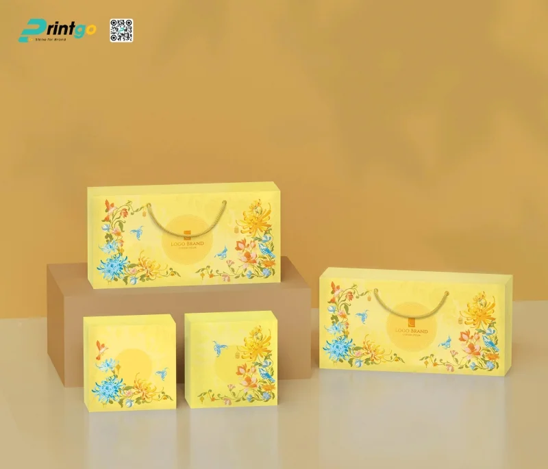 Mẫu hộp trung thu giấy Ivory 2 bánh thiết kế thanh lịch