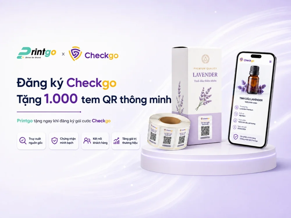 Bao bì thông minh kết hợp tem QR: Printgo tặng 1.000 tem khi đăng ký Checkgo