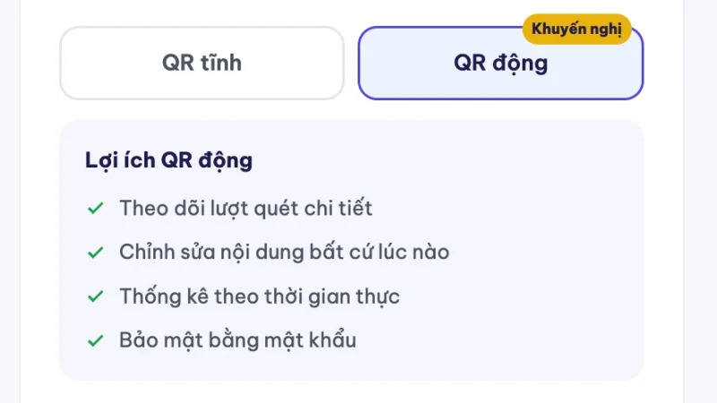 Nâng cấp: QR động — sửa được nội dung sau khi đã in