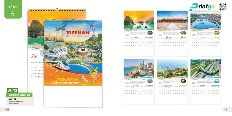  Lịch treo tường lò xo 7 tờ: Rạng ngời Việt Nam