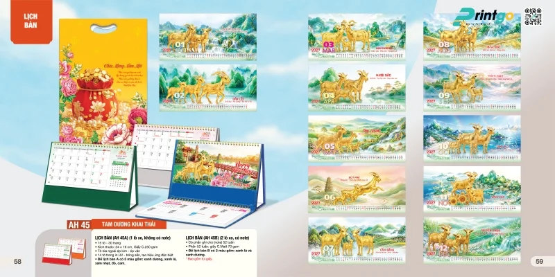 Lịch để bàn An Hảo 2027: Tam dương khai thái