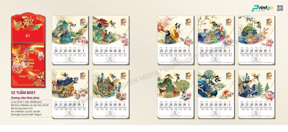 Lịch treo tường Bông Sen 2027: Dương niên khai phúc