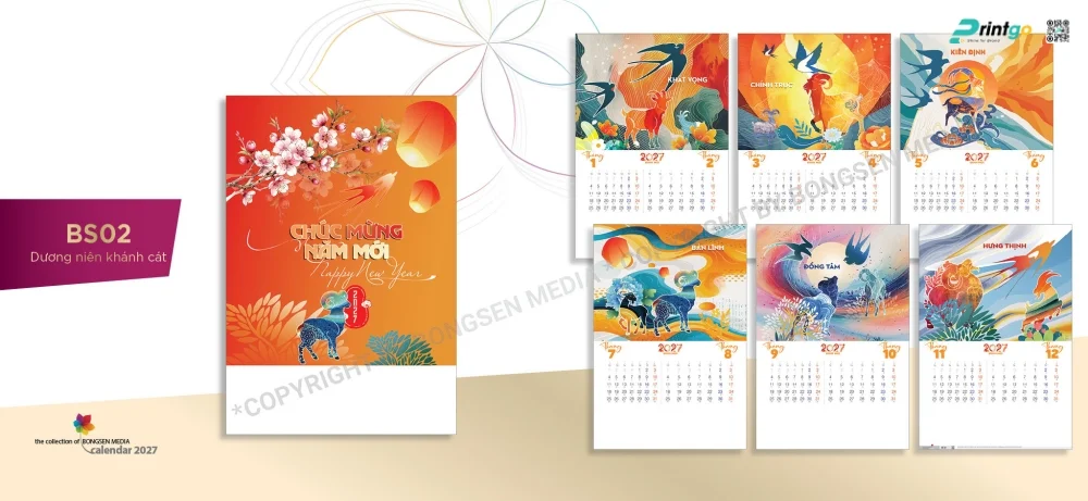 Lịch lò xo 7 tờ: Dương niên khánh cát
