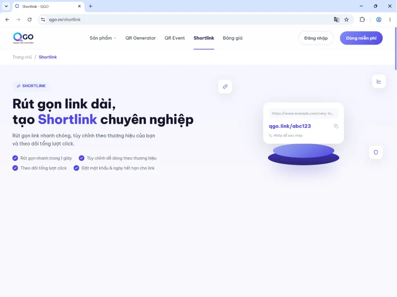 Hướng dẫn rút gọn link trên QGO trong 5 bước