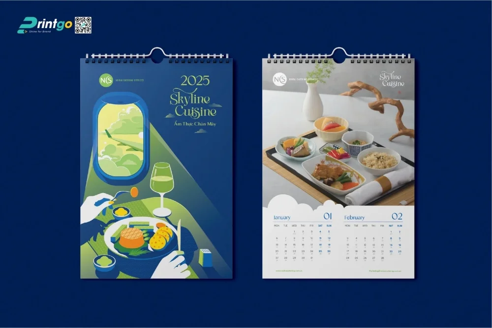 Lịch treo tường 2027 (Lịch lò xo 7 tờ, lịch nẹp thiếc 1 tờ)