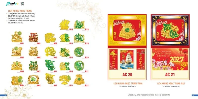 Lịch Tết Á Châu 2027: lịch khung ngọc trung