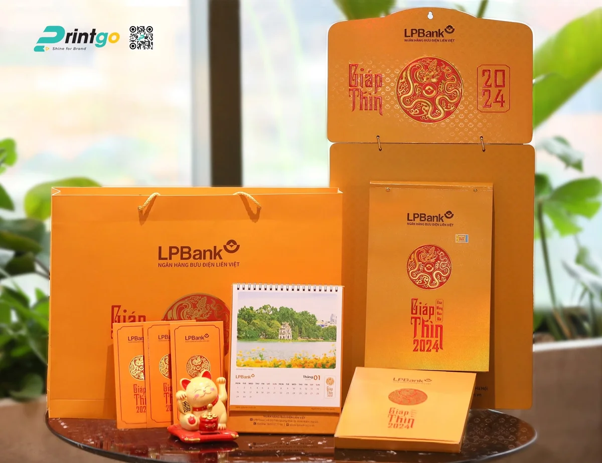 Mẫu lịch Tết thiết kế theo nhận diện thương hiệu