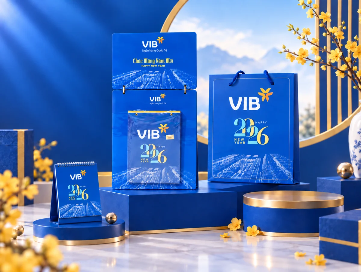 Mẫu lịch Tết ngân hàng phong cách hiện đại, tối giản