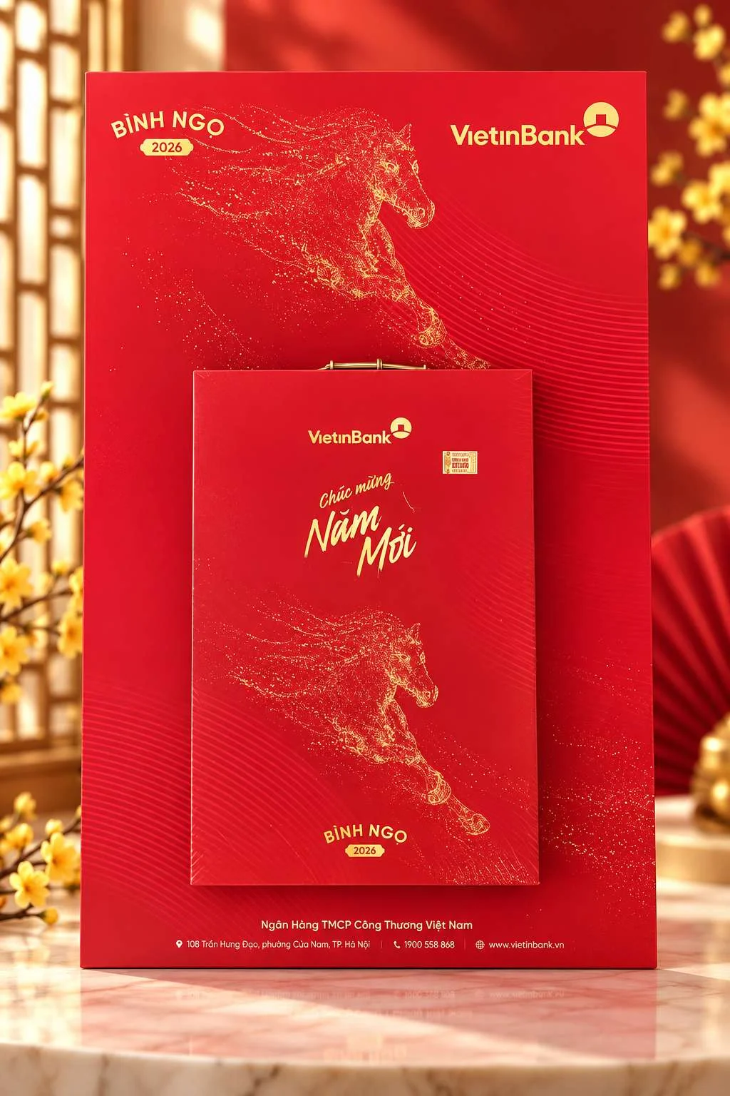 Mẫu lịch Tết ngân hàng phong cách hiện đại, tối giản