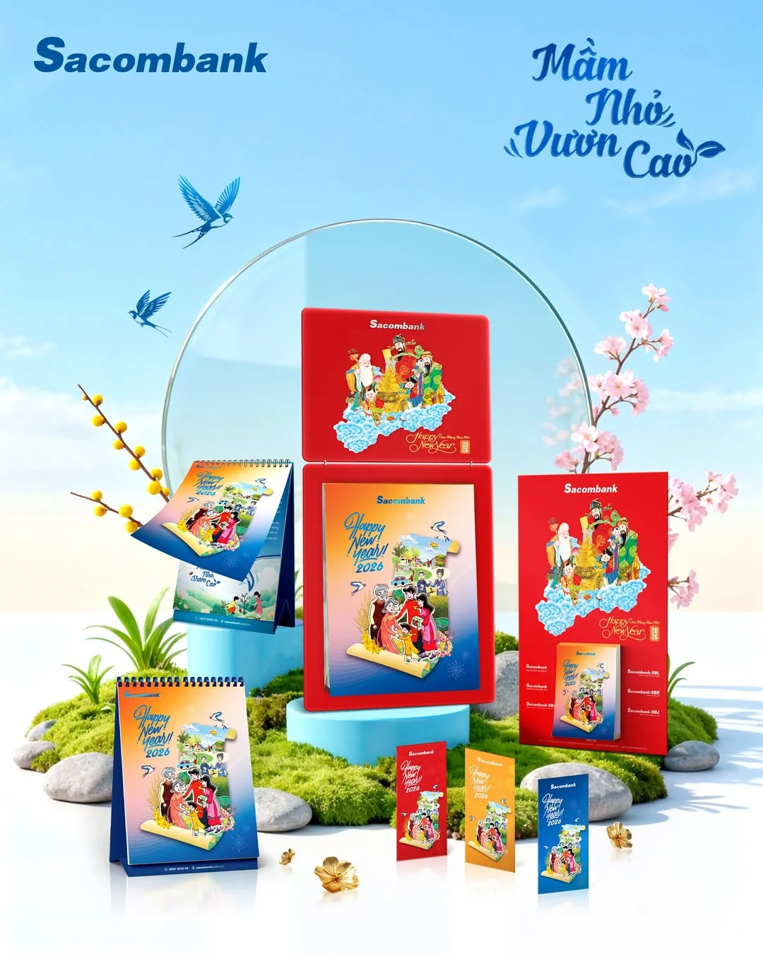 Mẫu lịch Tết ngân hàng chủ đề tài lộc – thịnh vượng