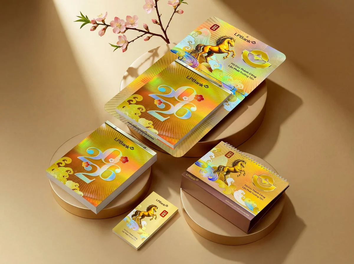 Mẫu lịch Tết thiết kế theo nhận diện thương hiệu