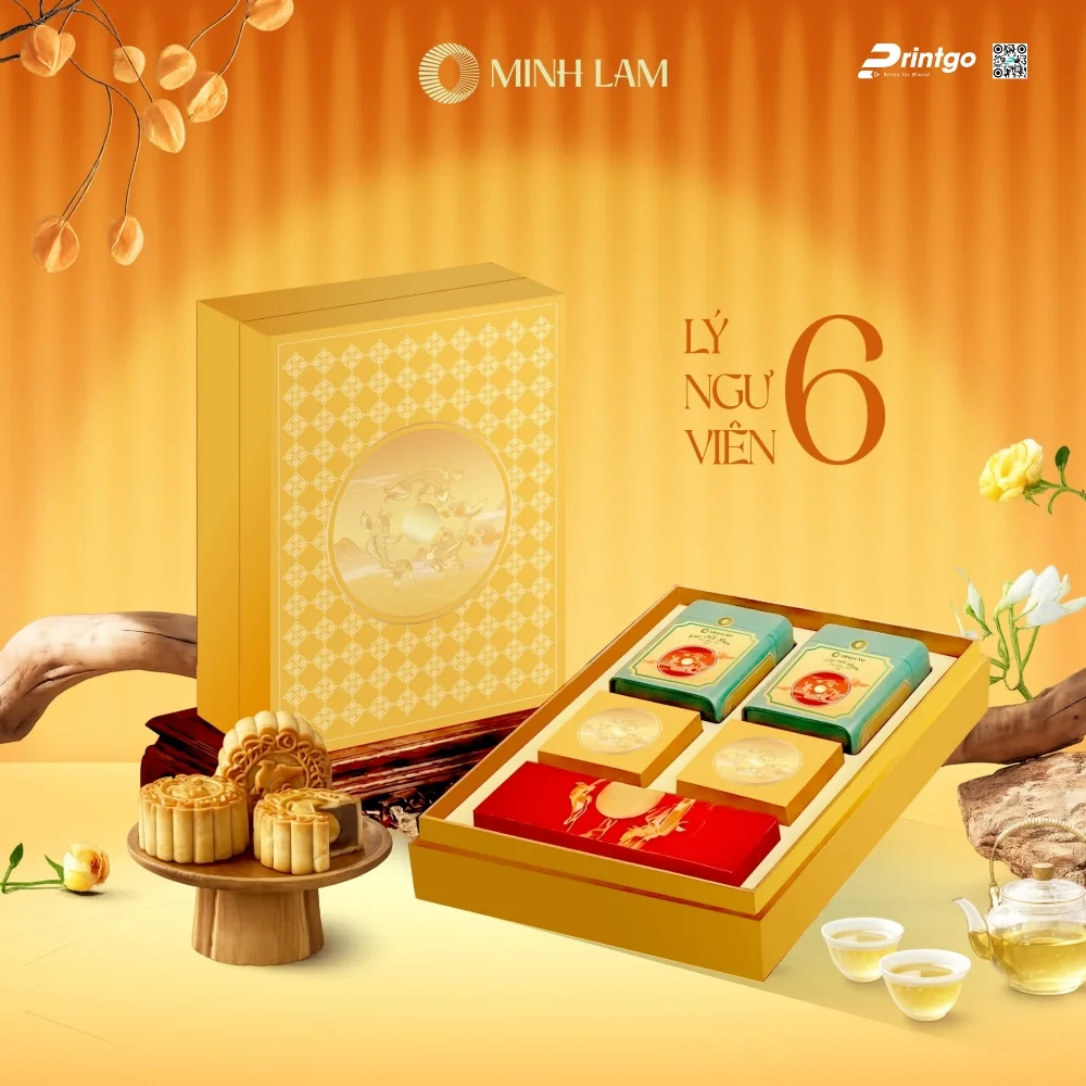 Hộp trung thu Minh Lam Trà: Chiếc nắp hộp lật ra thành một bàn trà