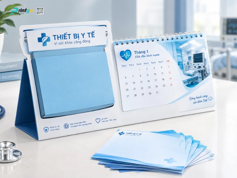 Lịch để bàn lĩnh vực thiết bị y tế kèm giấy note Lịch để bàn lĩnh vực thiết bị y tế kèm giấy note