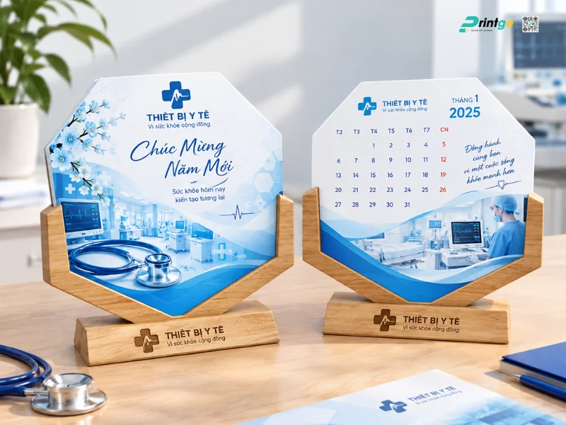 Lịch để bàn lĩnh vực thiết bị y tế thiết kế riêng mới lạ