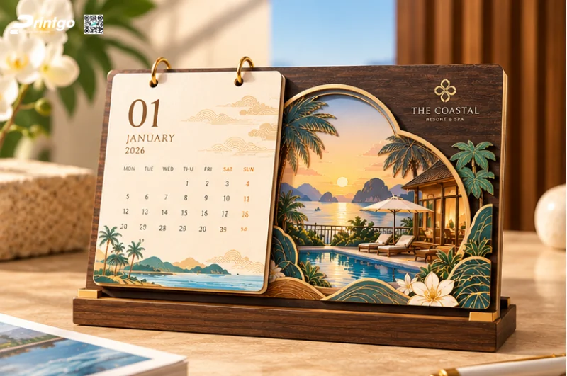Mẫu lịch Tết thiết kế đặc biệt ngành nhà hàng khách sạn
