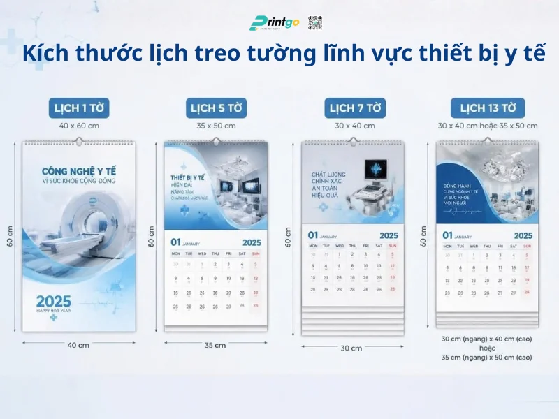 Kích thước lịch treo tường