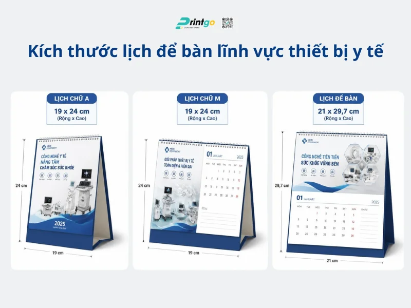 Kích thước lịch để bàn