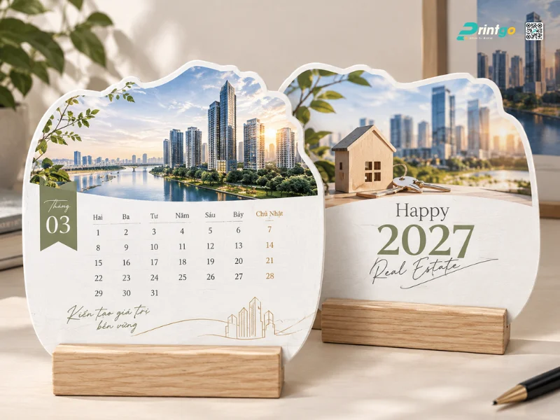 Mẫu lịch Tết bất động sản nhỏ, gọn