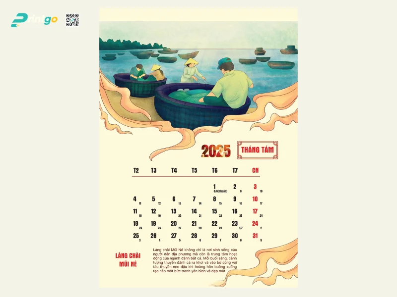 Lịch treo tường ngành thủy sản tranh vẽ