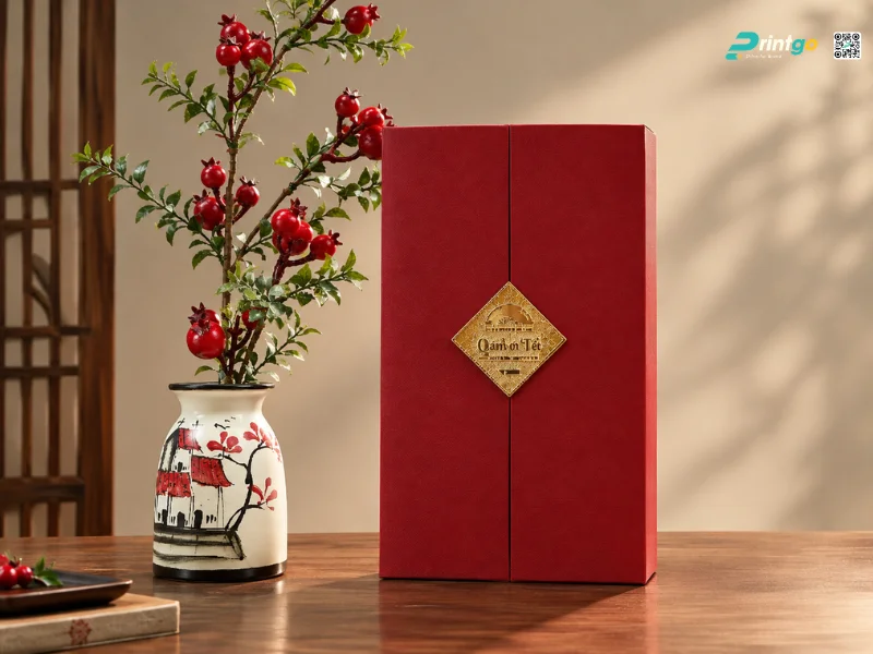 Hộp quà tết rượu cao cấp theo yêu cầu sang trọng