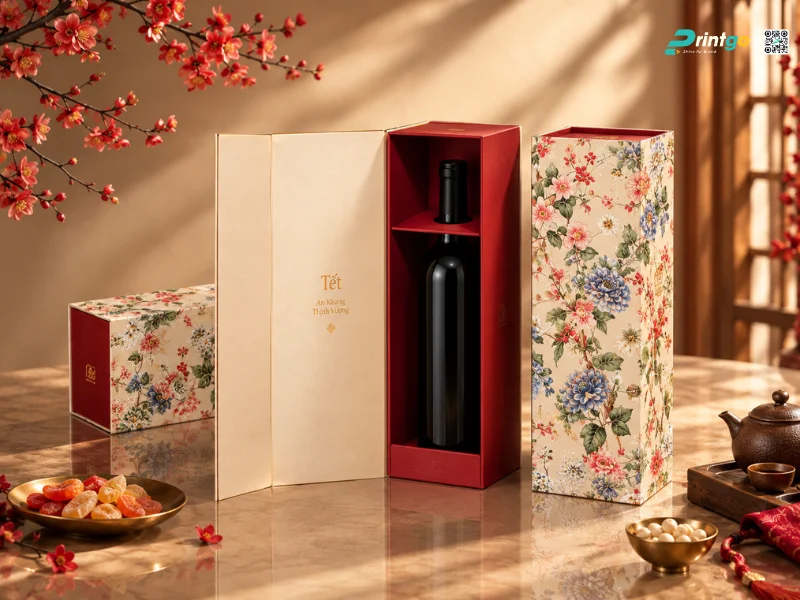 Hộp quà tết rượu cao cấp theo yêu cầu hộp nam châm