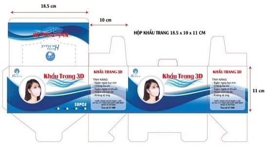 Hộp khẩu trang y tế 18.5cm x 10cm x 11cm