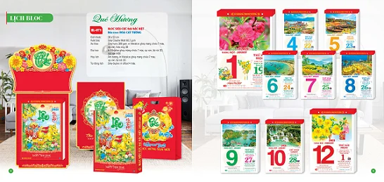 Mẫu lịch bloc chủ đề quê hương