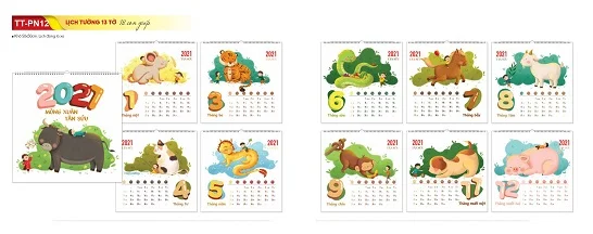 Mẫu lịch treo tường 13 tờ TT-PN12