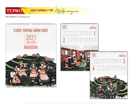 Mẫu lịch treo tường 7 tờ TT-PN17 Mẫu lịch treo tường 7 tờ TT-PN17