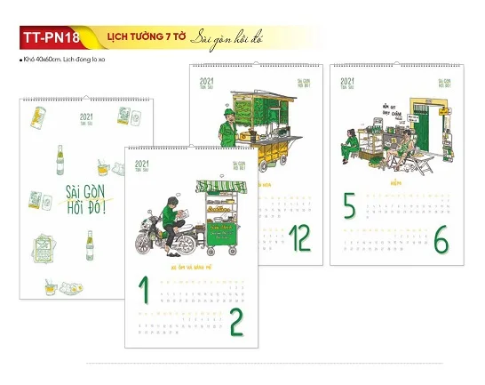 Mẫu lịch treo tường 7 tờ TT-PN18 Mẫu lịch treo tường 7 tờ TT-PN18