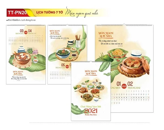 Mẫu lịch treo tường 7 tờ TT-PN20 Mẫu lịch treo tường 7 tờ TT-PN20