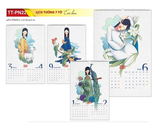 Mẫu lịch treo tường 7 tờ TT-PN22 Mẫu lịch treo tường 7 tờ TT-PN22