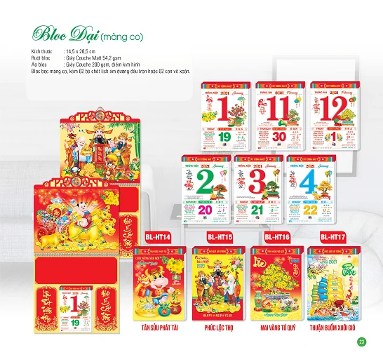 Lịch bloc chủ đề Đại Mẫu lịch bloc Hương Trang chủ đề Đại