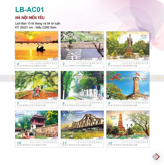 Mẫu lịch để bàn LB-AC01 Mẫu lịch để bàn LB-AC01