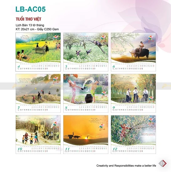 Mẫu lịch để bàn LB-AC05 Mẫu lịch để bàn LB-AC05