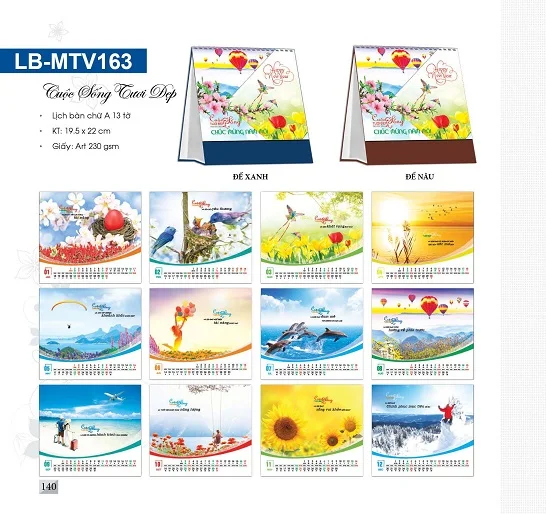 Lịch để bàn chữ A “Cuộc sống tươi đẹp”