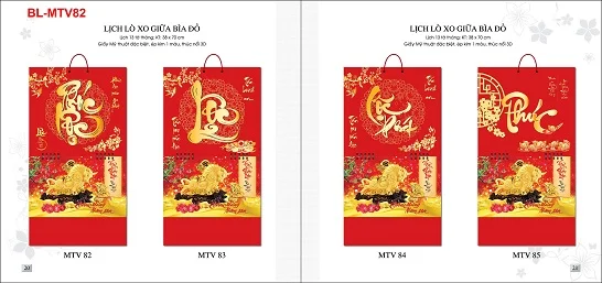Mẫu lịch lò xo giữa bìa đỏ BL-MTV82