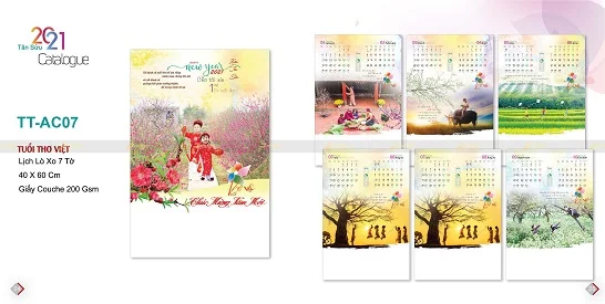 Mẫu lịch treo tường 7 tờ TT-AC07 Mẫu lịch treo tường 7 tờ TT-AC07