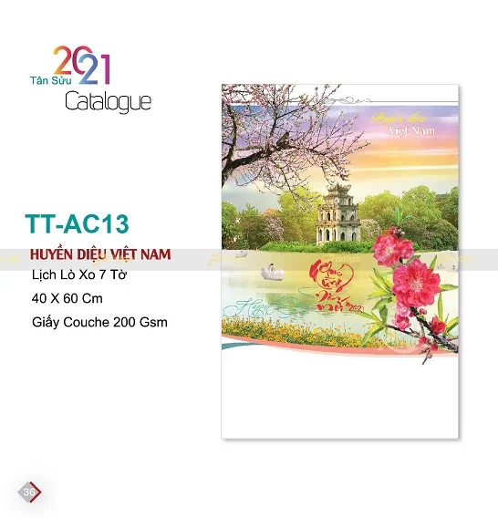 Mẫu lịch treo tường 7 tờ TT-AC13 Mẫu lịch treo tường 7 tờ TT-AC13