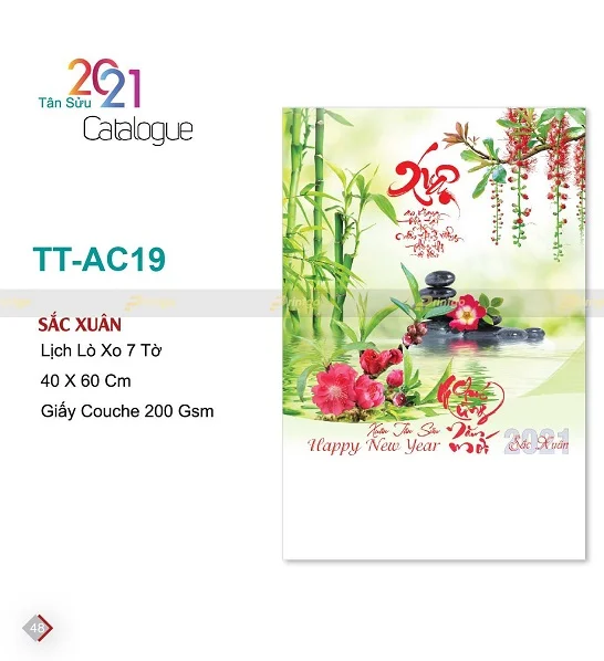 Mẫu lịch treo tường 7 tờ TT-AC19 Mẫu lịch treo tường 7 tờ TT-AC19