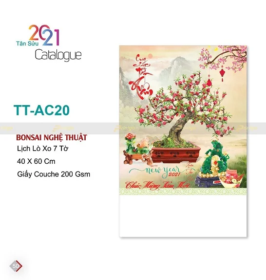 Mẫu lịch treo tường 7 tờ TT-AC20 Mẫu lịch treo tường 7 tờ TT-AC20
