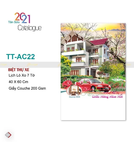 Lịch treo tường 7 tờ “Biệt thự xe”