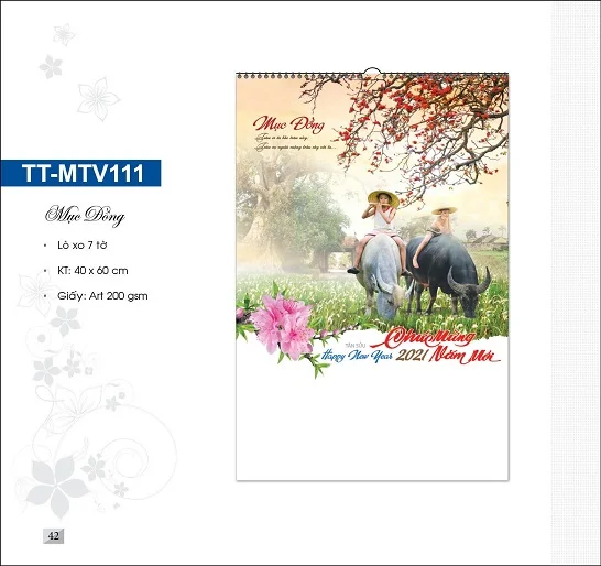 Lịch treo tường 7 tờ “Mục đồng”